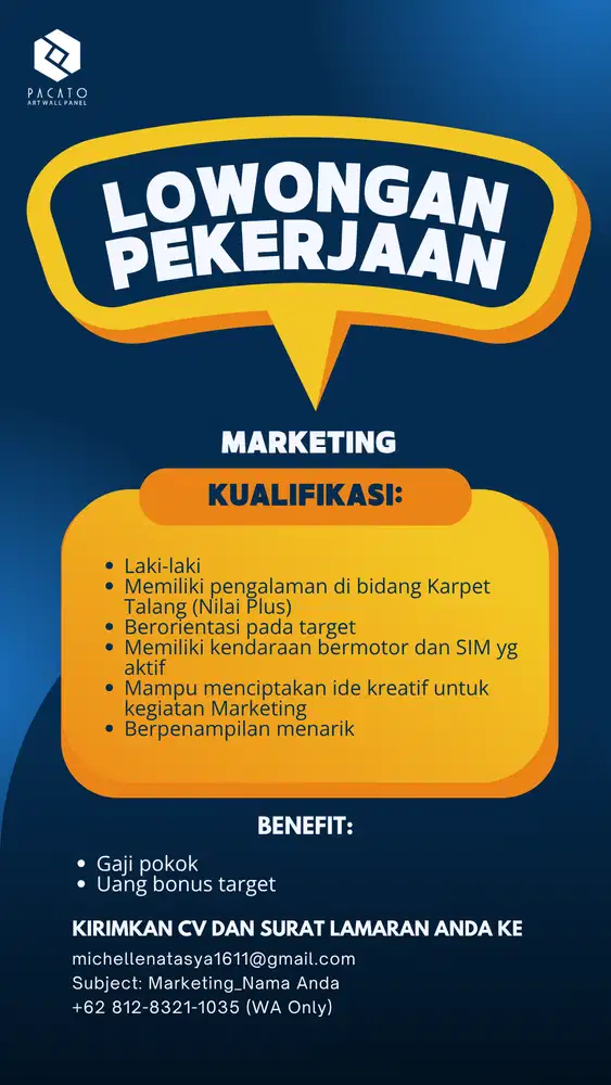 BUTUH CEPAT SALES KARPET TALANG