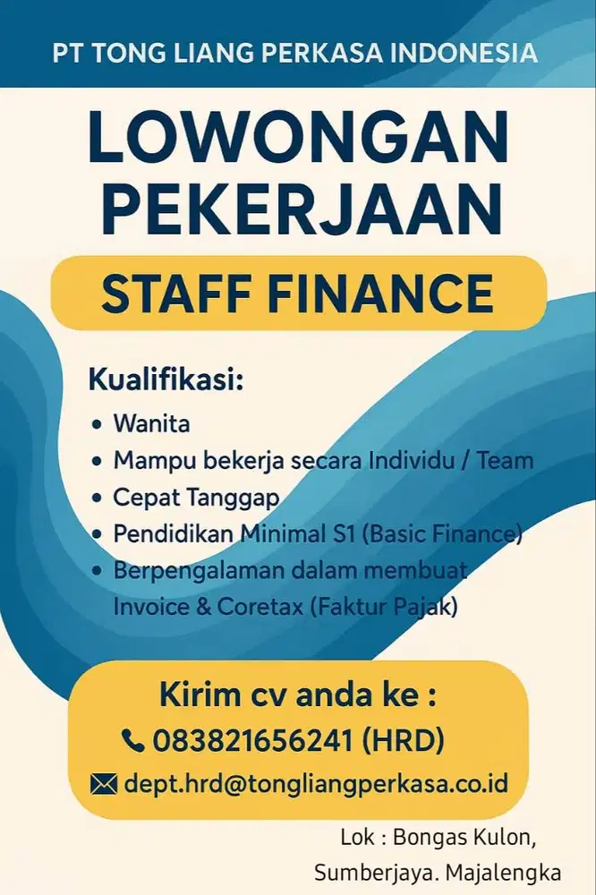 Dibutuhkan Staff Administrasi Wanita