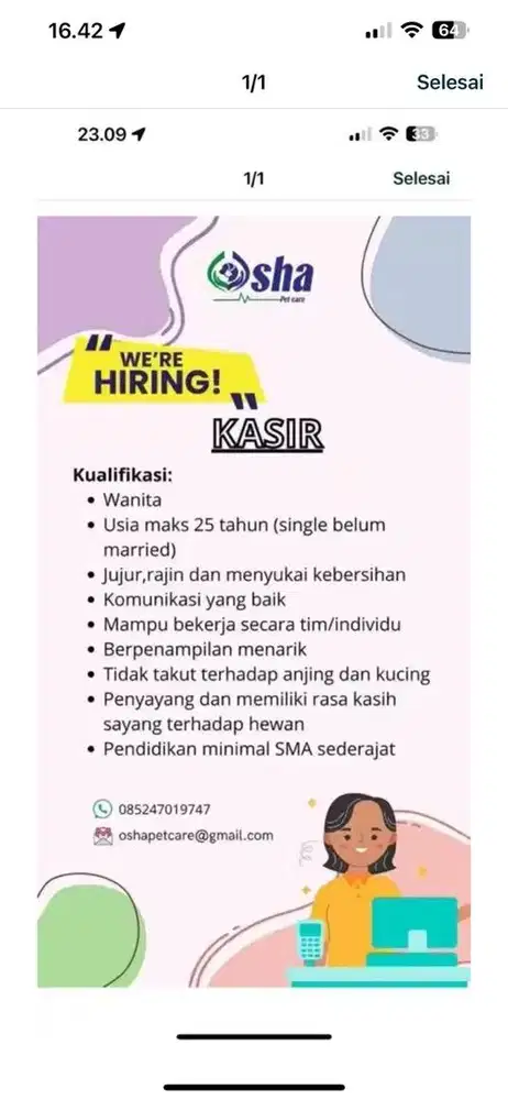 kasir klinik hewan
