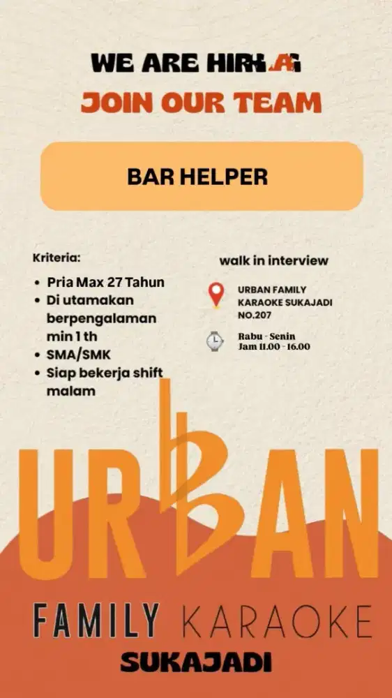 LOWONGAN bartender dan cashier