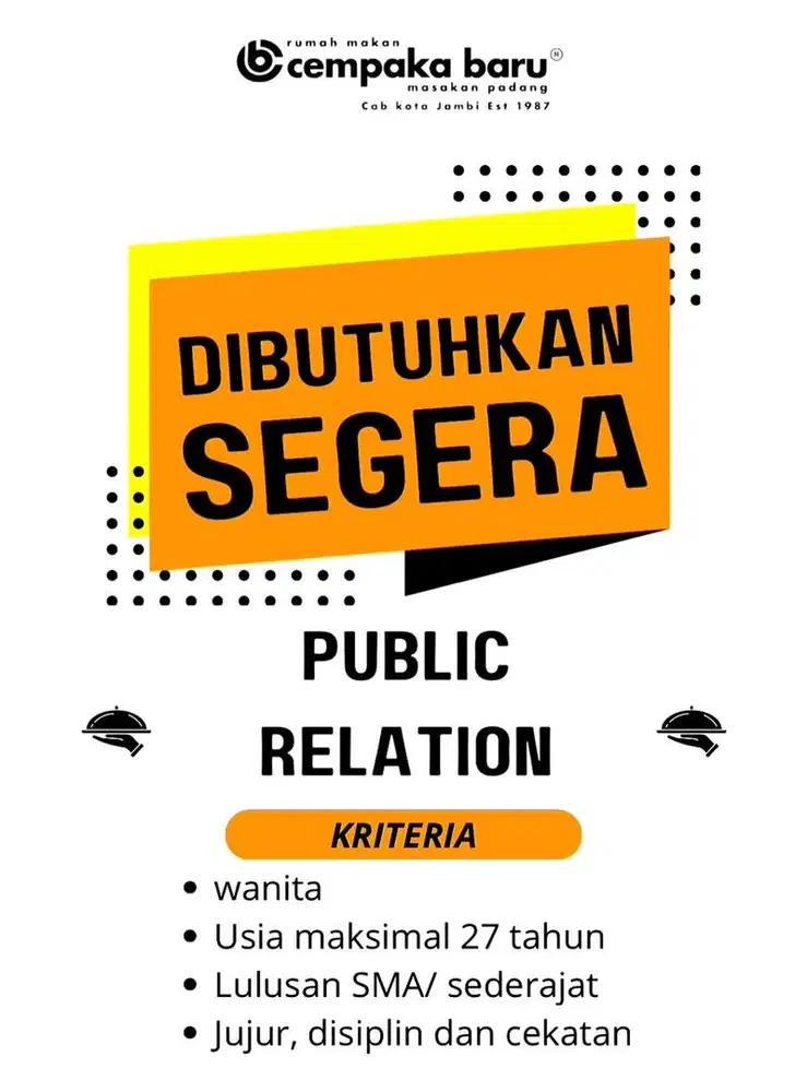 Dibutuhkan Kasir atau Public Relation