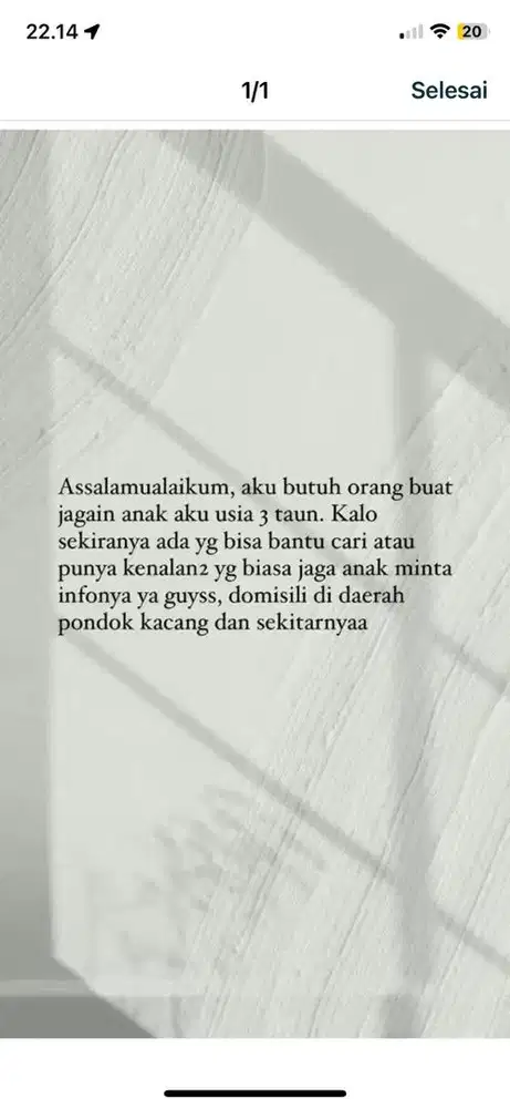 Dibutuhkan Baby Sitter + ART