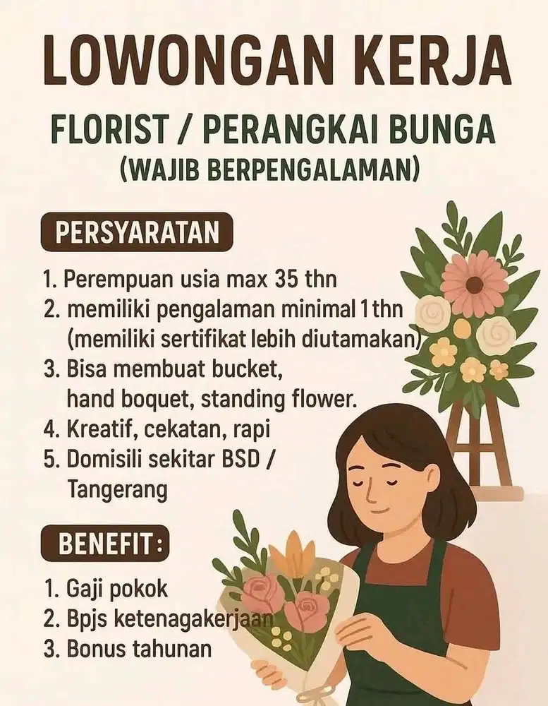 Loker florist ( Wajib berpengalaman)