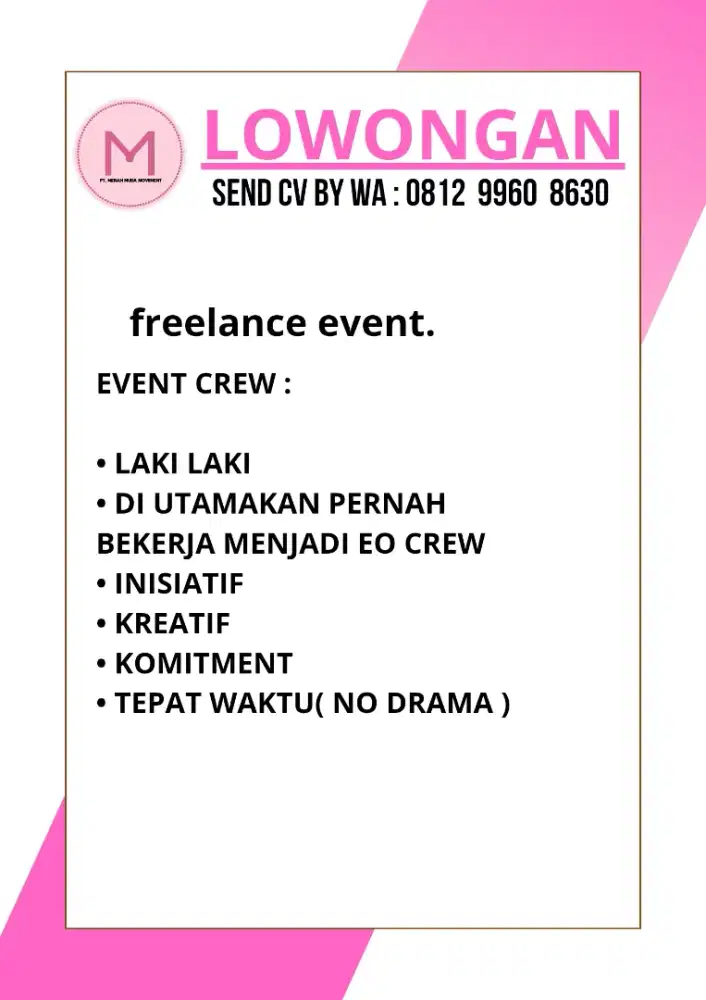 crew event / Freelancer / tetap