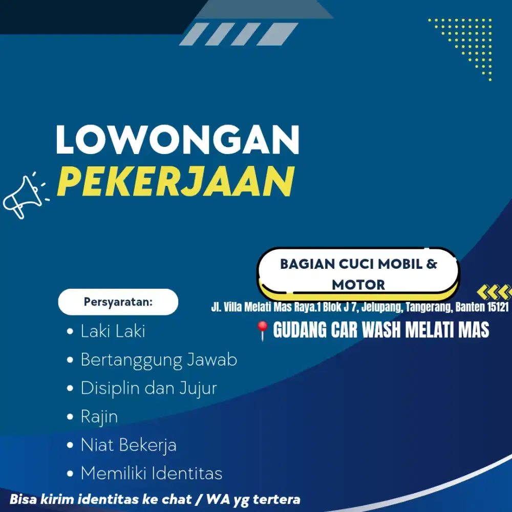 DIBUTUHKAN KARYAWAN STEAM MOBIL DAN MOTOR