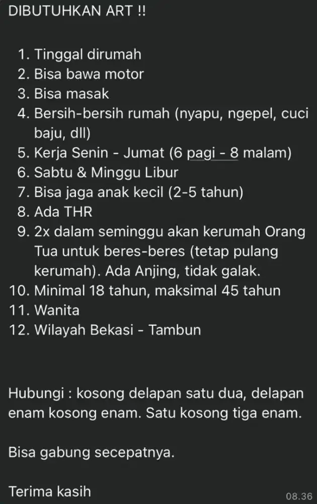 Lowongan Kerja ART
