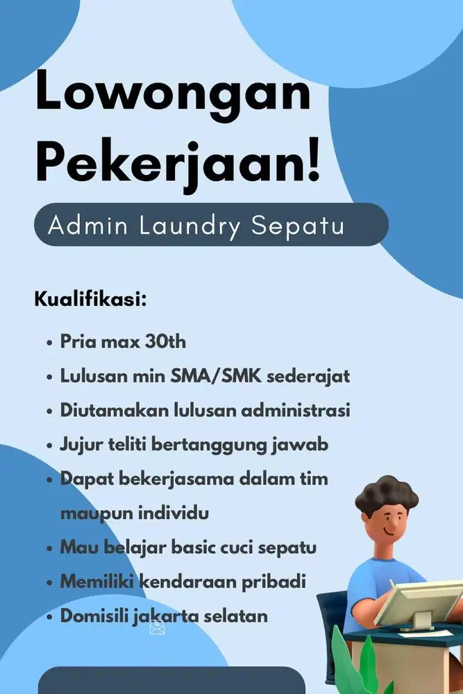 DICARI STAF ADMIN LAUNDRY SEPATU
