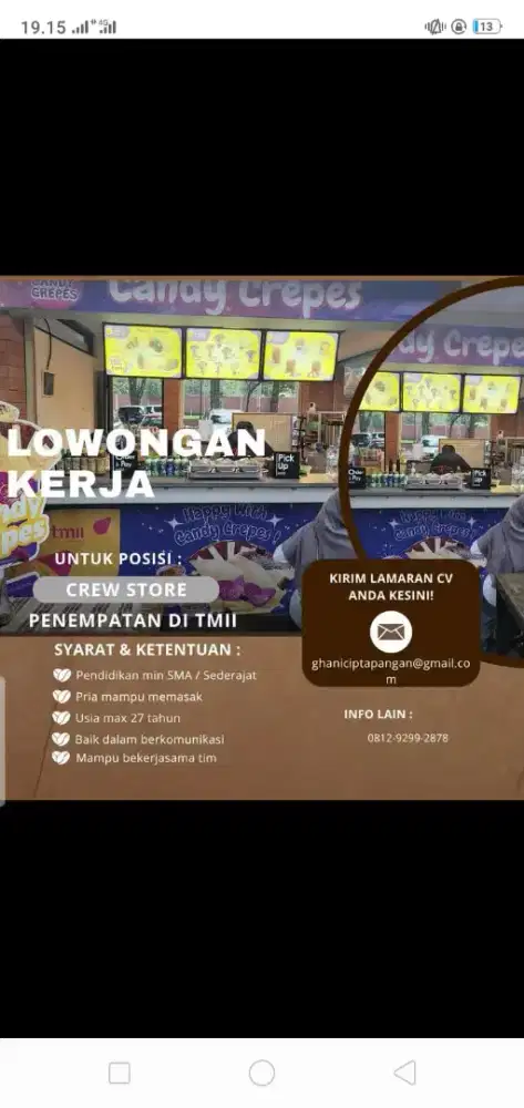 Dibutuhkan crew store