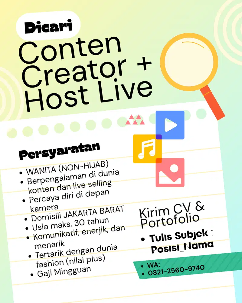 MYAPPAREL.ID - DIBUTUHKAN SEGERA! KONTEN KREATOR + HOST LIVE WANITA