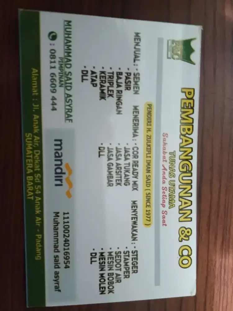 SOPIR UNTUK TOKO BAHAN BAGUNAN