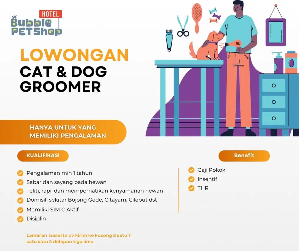 Dicari Cepat Groomer Kucing & Anjing