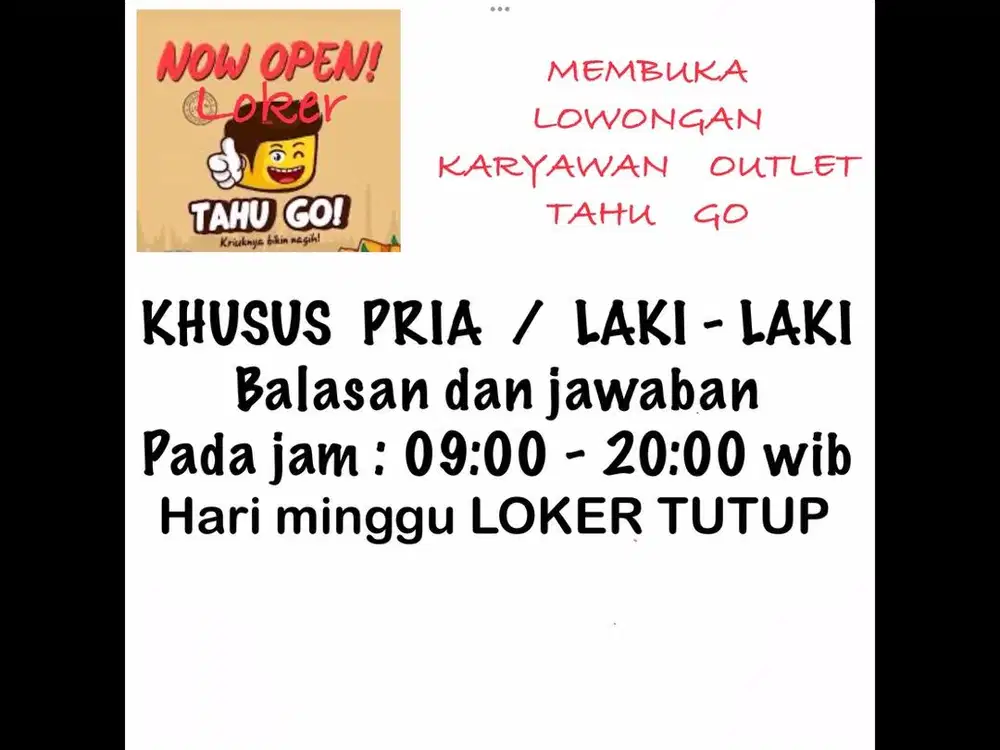 Lowongan kerja tahugo!
