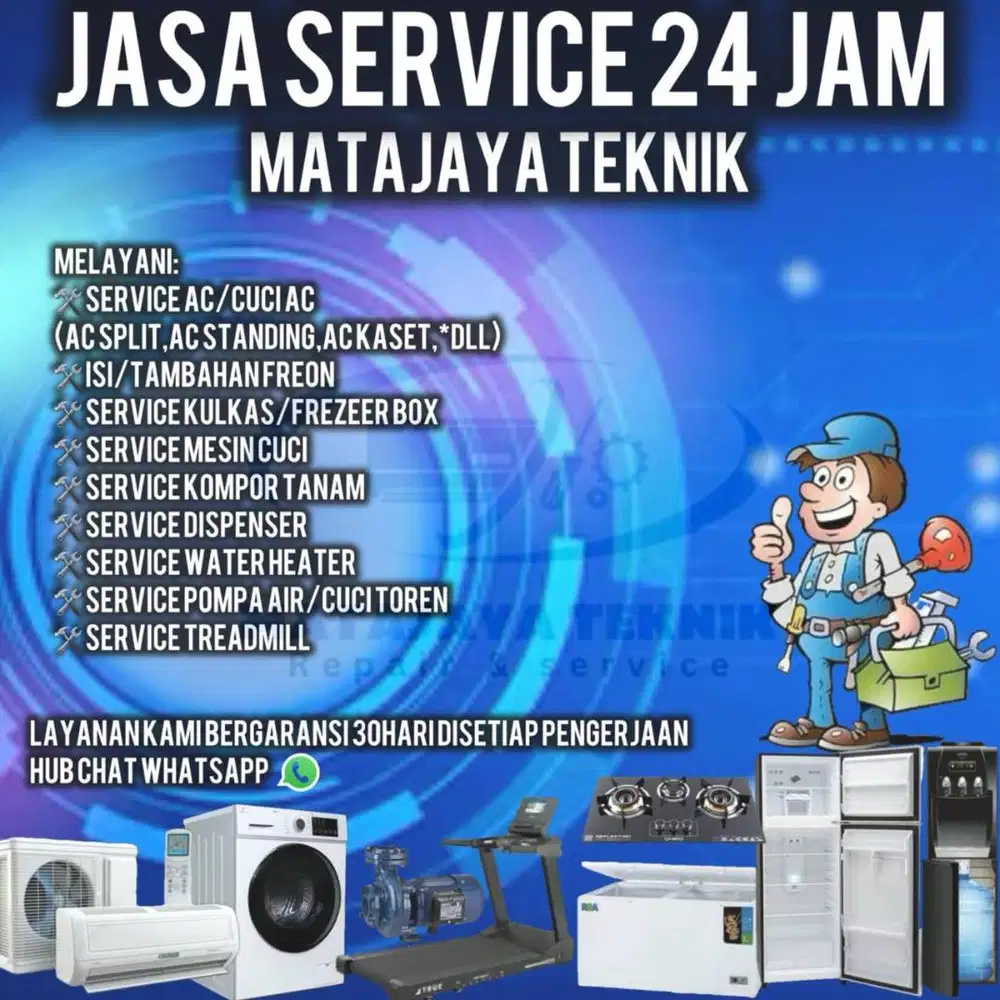 service ac bongkar pasang ac kompor tanam kulkas mesin cuci treadmil