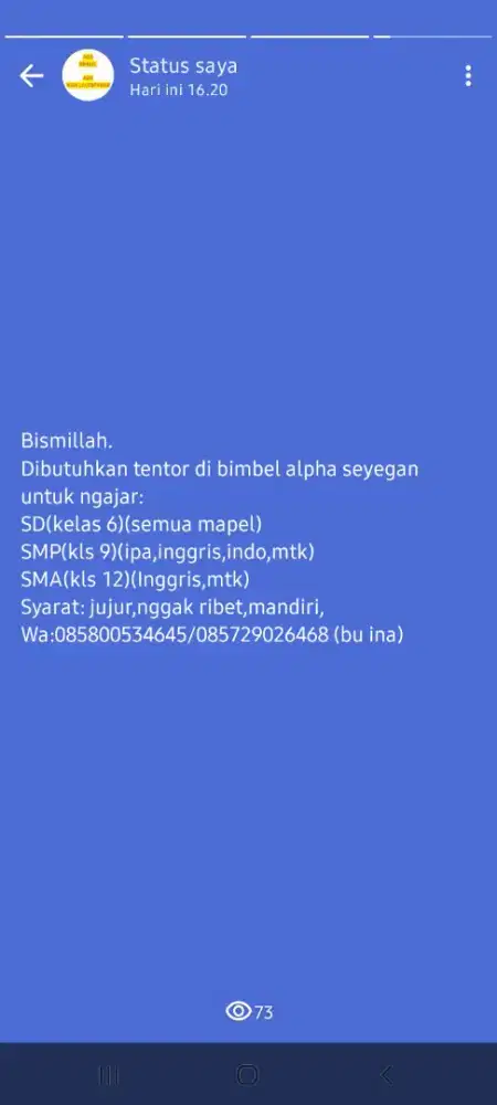 Tentor sd smp sma