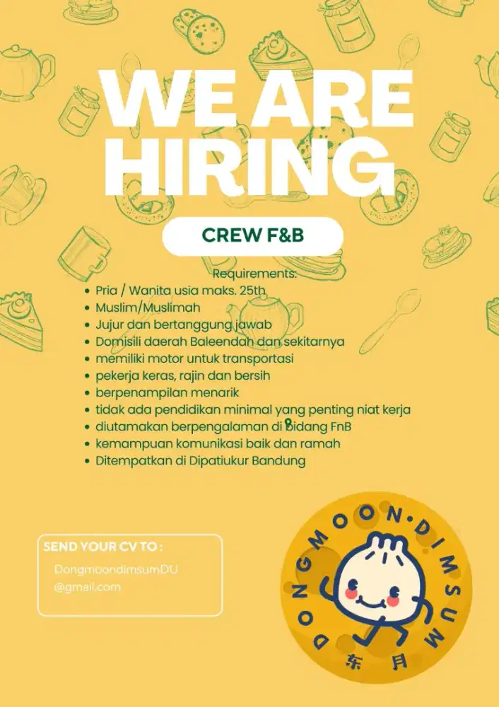 Dibutuhkan segera crew fnb
