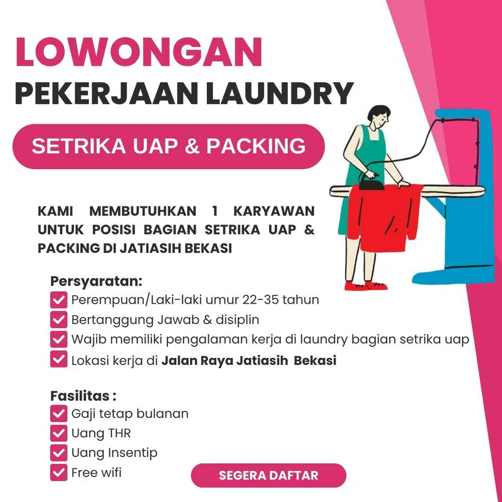 Lowongan Kerja Laundry (Setrika&Packing)