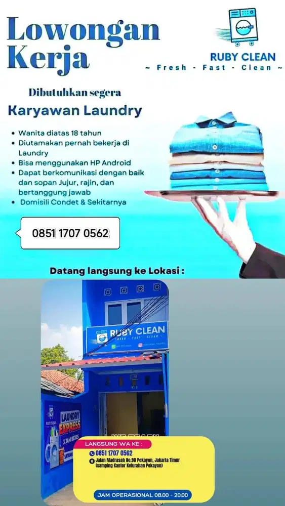 Lowongan Kerja Karyawan Laundry - Ruby Clean Laundry