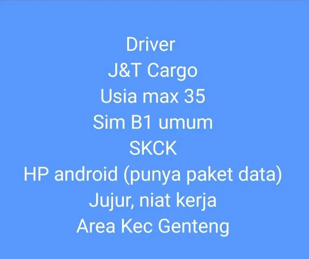 Di cari driver truk