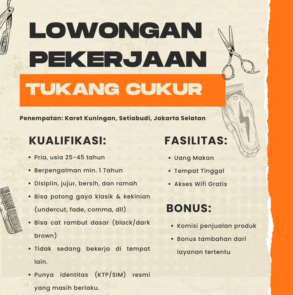 LOWONGAN KERJA CAPSTER / TUKANG CUKUR