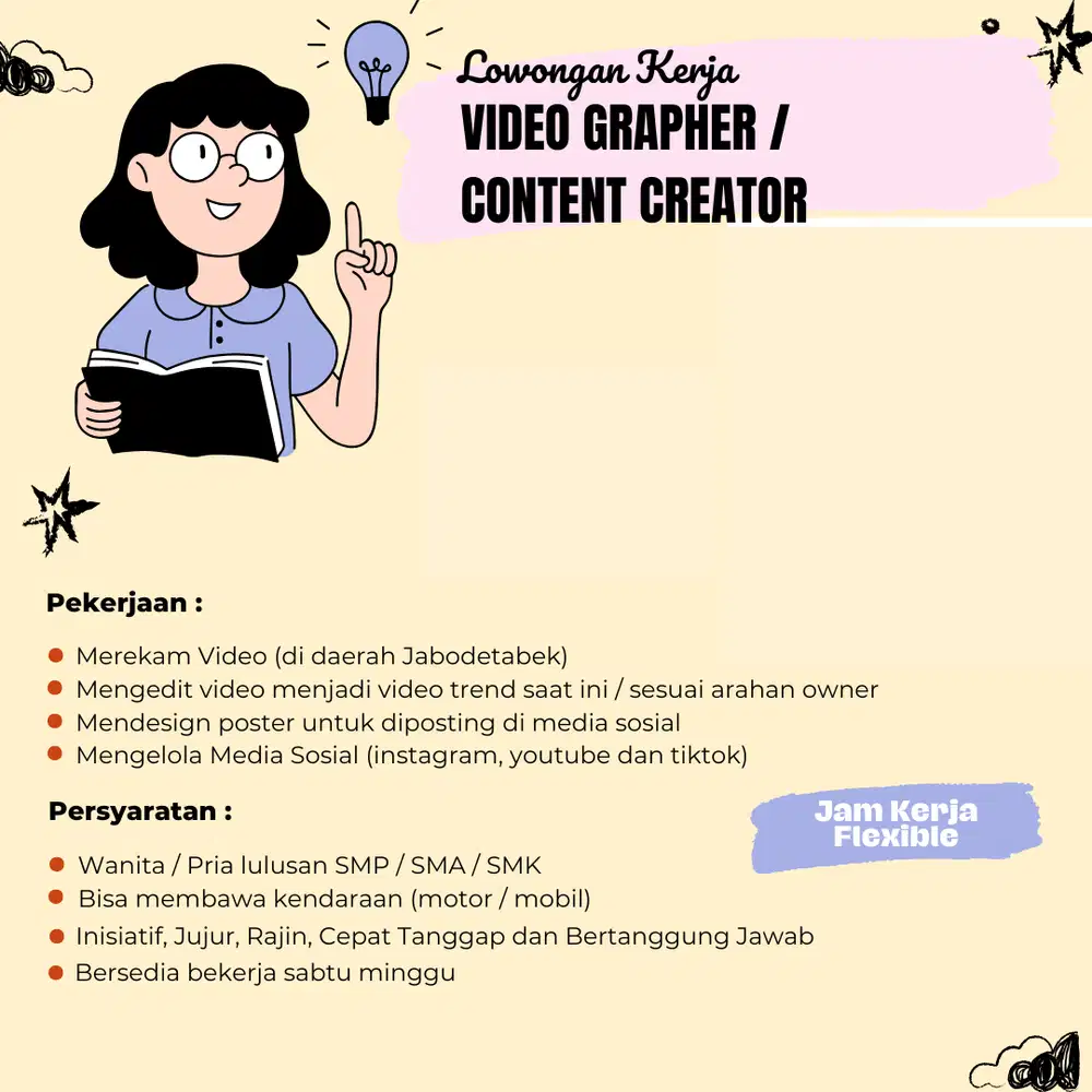 LOWONGAN VIDEO EDITOR DAN VIDEO GRAPHER