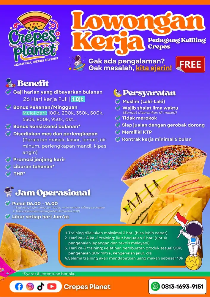 LOWONGAN KERJA – PEDAGANG KELILING CREPES PLANET