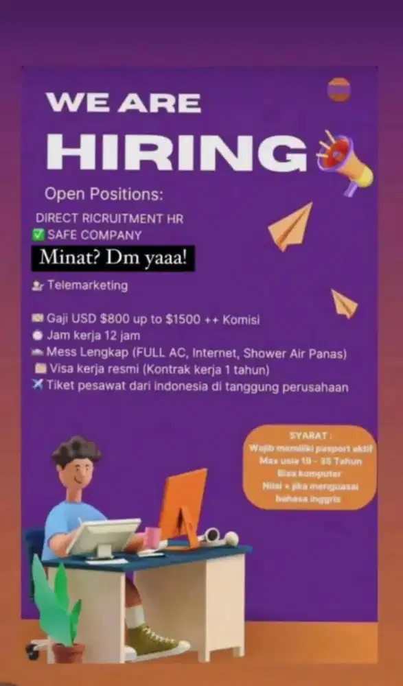 DICARI MARKETING SELES PEMASARAN