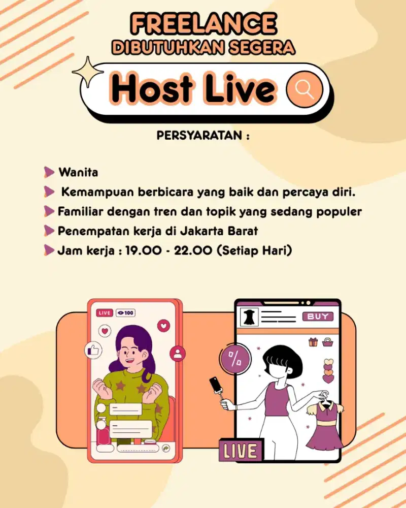 Freelance Host live tiktok & shopee