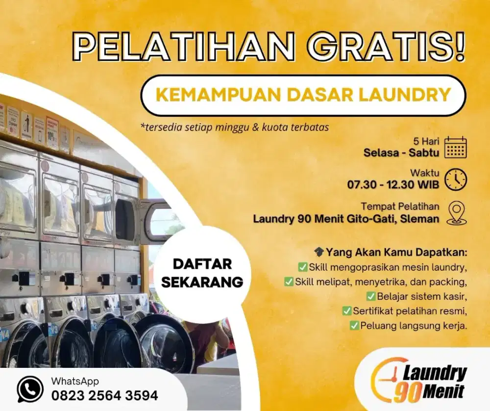Pelatihan gratis, training gratis menjadi SDM laundry yang baik