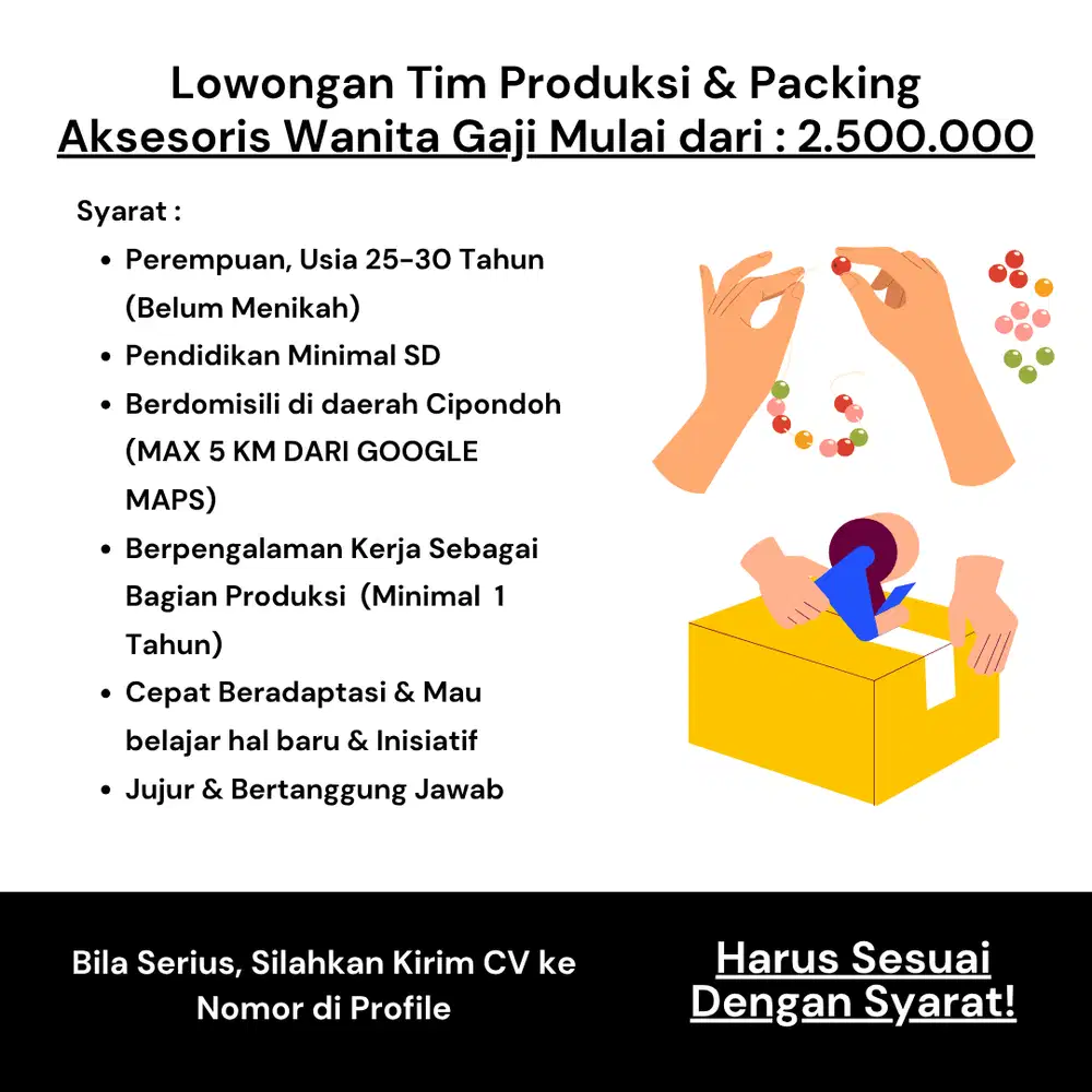 LOWONGAN PEKERJAAN KERAJINAN TANGAN WANITA MIN UMUR 25-30 TAHUN