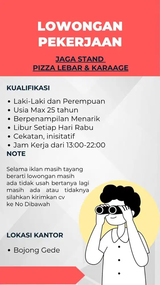 Jaga Stand Pizza Lebar dan Karaage