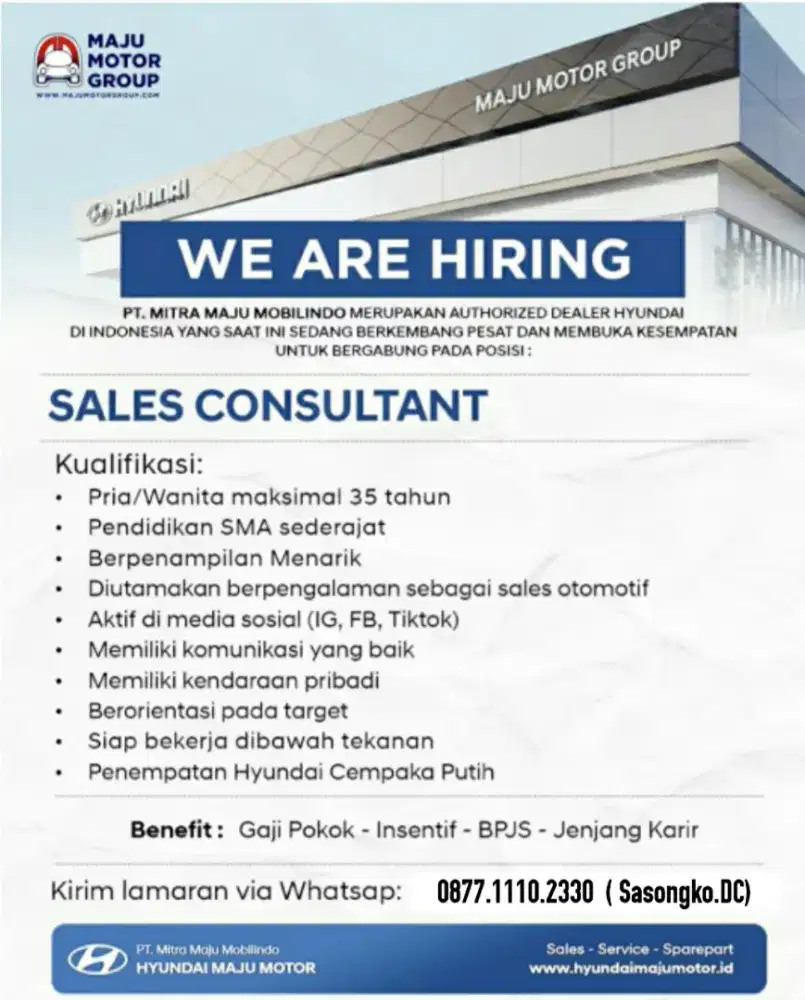 LOWONGAN KERJA SALES HYUNDAI JAKARTA
