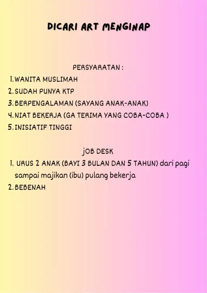LOWONGAN ART JATIASIH BEKASI