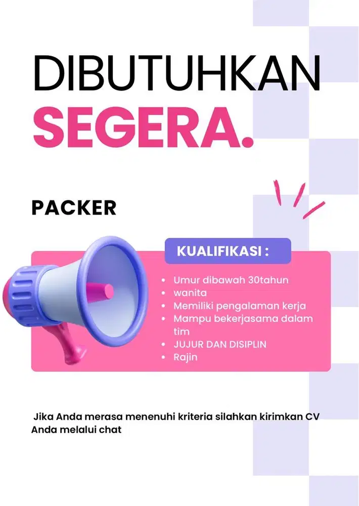 Butuh cepat packer wanita online shop
