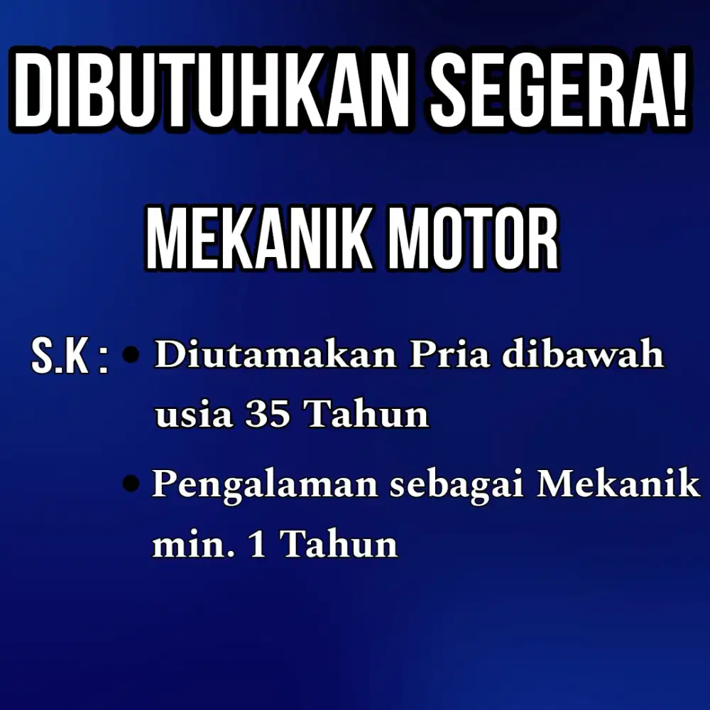 Lowongan mekanik motor