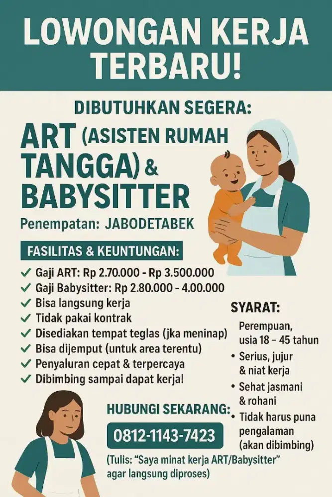 loker art baby sitter perawat lansia