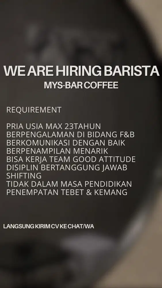 LOKER BARISTA!!