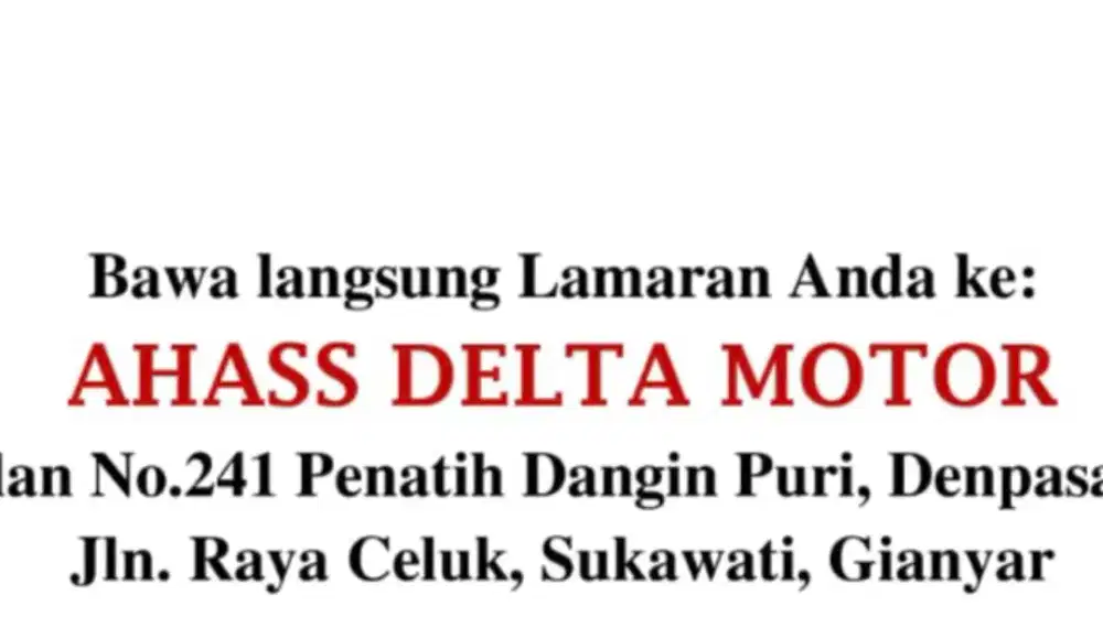 Dicari Mekanik untuk Bengkel AHASS Honda
