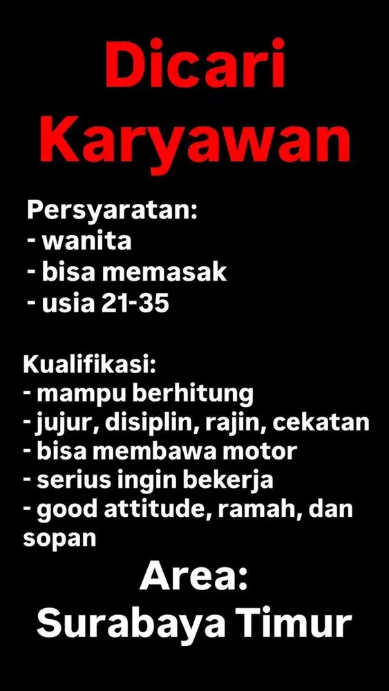 Dicari Karyawan