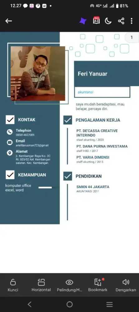 Saya cari kerjaan sebagai admin / accounting, tax