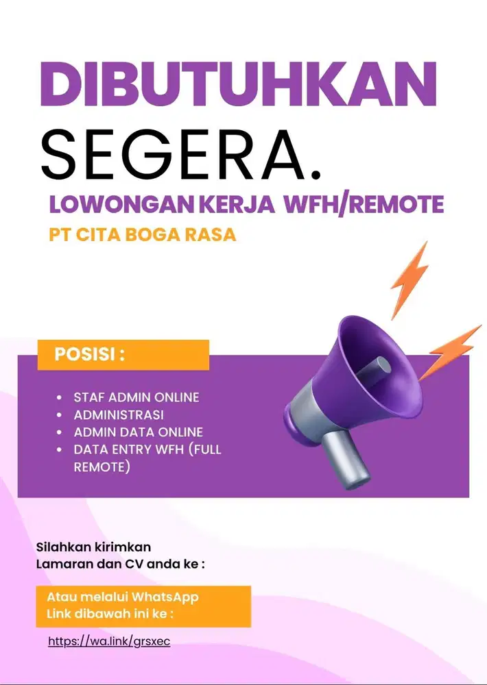 Daftarkan diri anda sekarang juga sesuai dengan posisi yang anda ingin