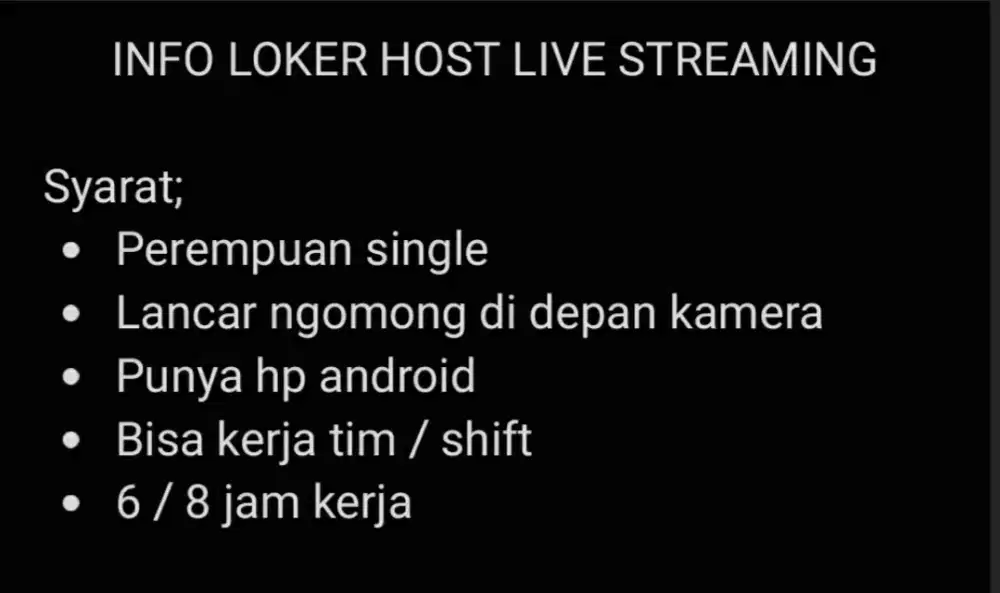 Lowongan host live
