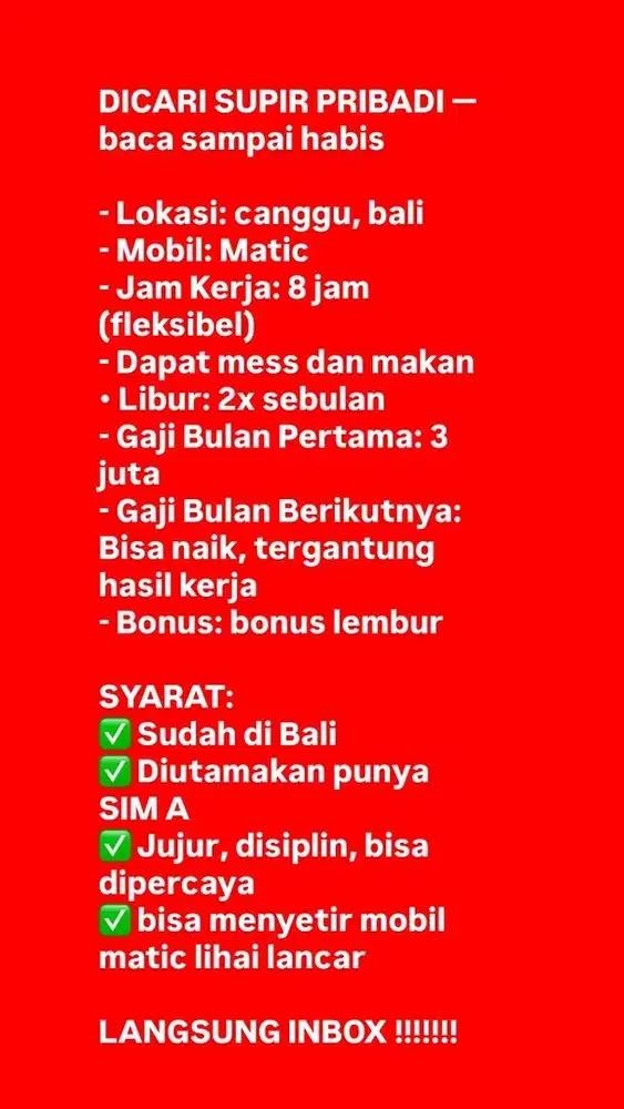 DRIVER PRIBADI !