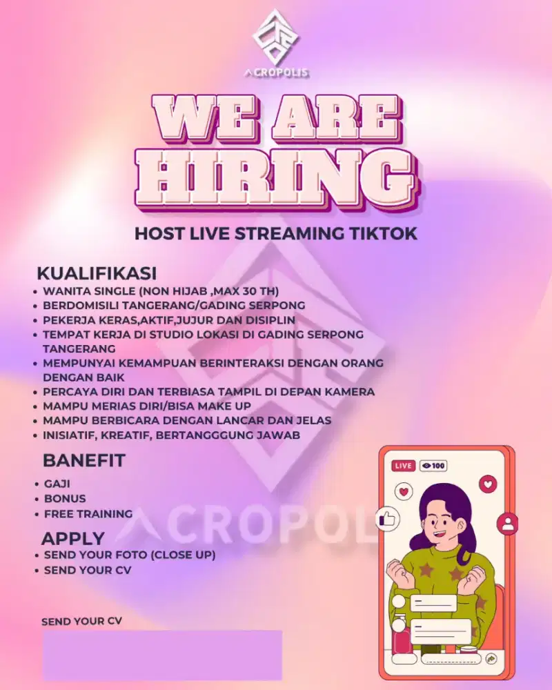 LOWONGAN KERJA HOST LIVE STREAMING