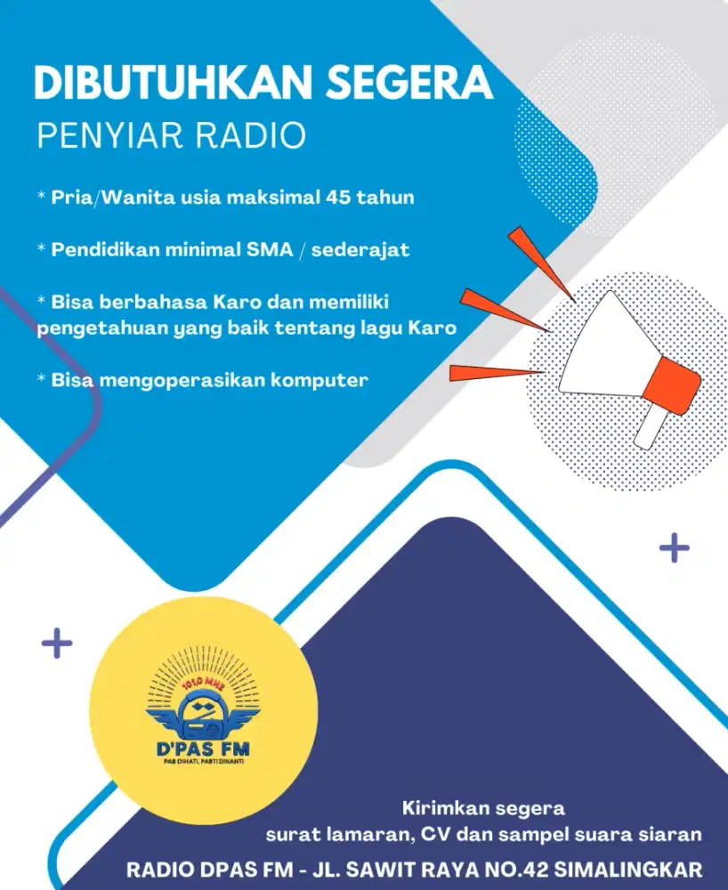 Lowongan Kerja PENYIAR RADIO