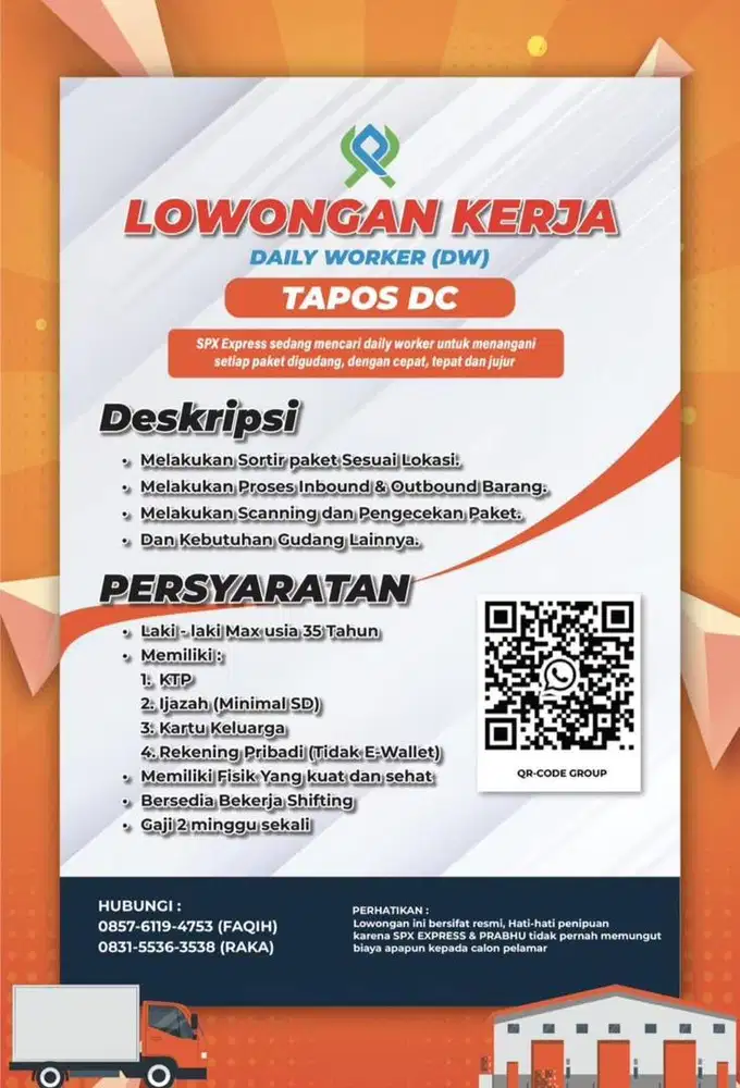 Open Walk In Training Daily Worker Sorter Shopee Tapos Dc