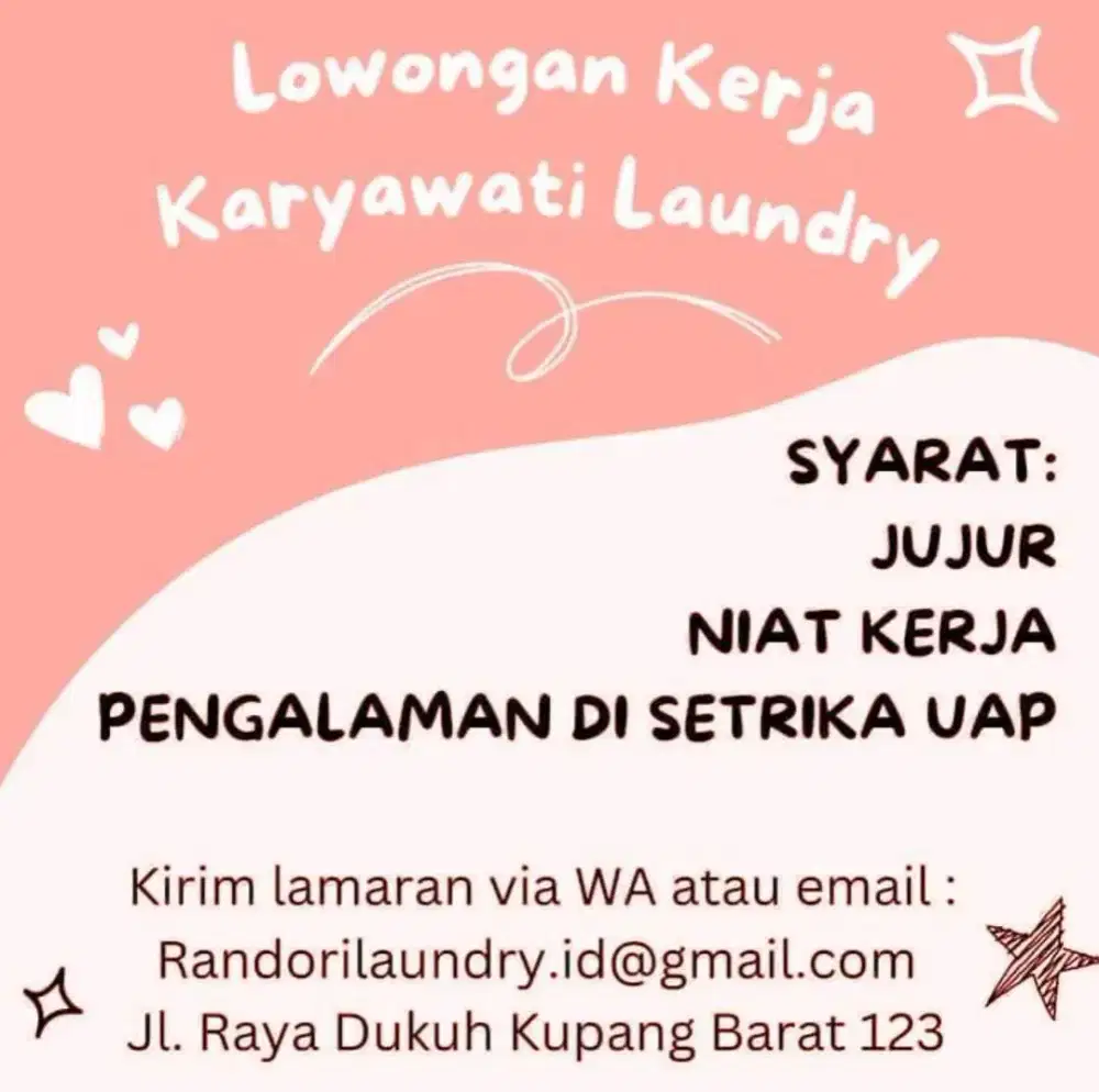 Lowongan kerja Laundry untuk Wanita