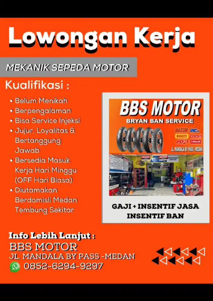 Lowongan Mekanik Sepeda Motor