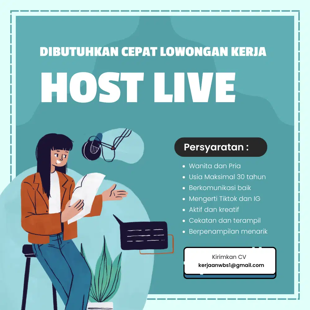 DIBUTUHKAN CEPAT LOWONGAN PEKERJAAN HOST LIVE  ONLINE SHOP JAKSEL