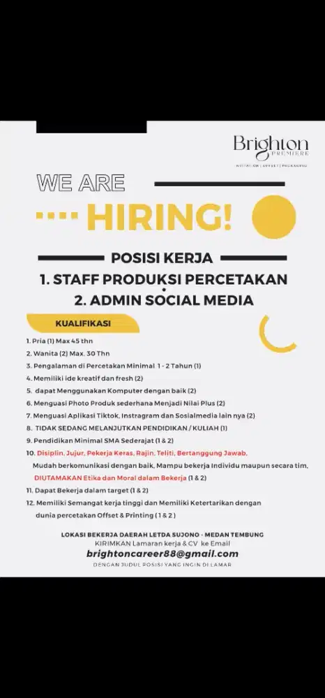 LOWONGAN KERJA PRODUKSI & SOSIAL MEDIA