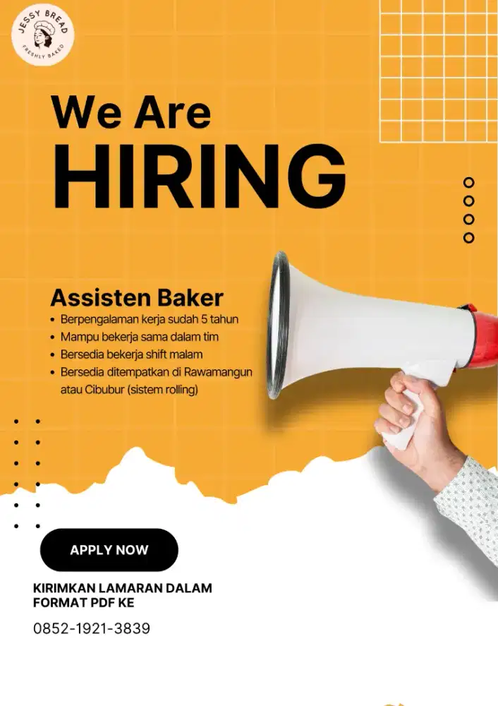 Lowongan pekerjaan  Assisten Baker